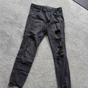 American Eagle Outfitters Black Distressed Skinny Jeans 18 LONG